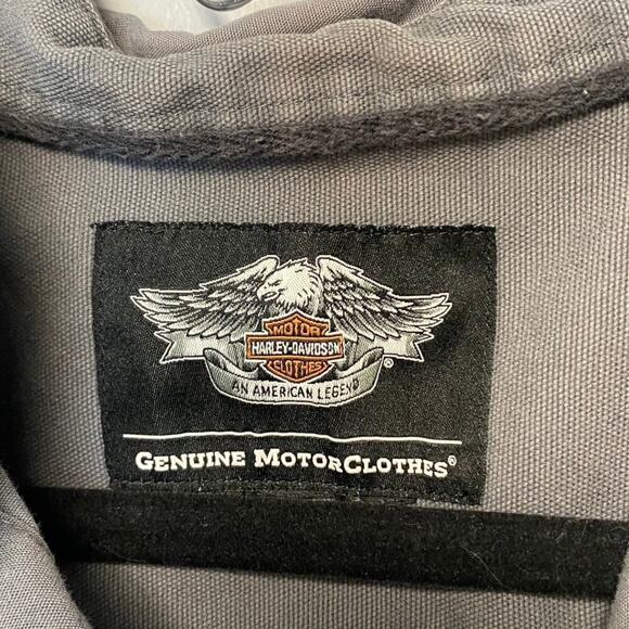 Harley-Davidson Mens Grey Blowout Sleeveless Button-Up Shirt Sz. M - Picture 7 of 8